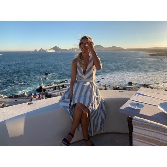 Women’s Size Small High Low Cut Out Vacation Dress Honeymoon White Gray - Picture 13 of 15